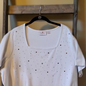 Quacker Factory White Tee with Embellishments 2X